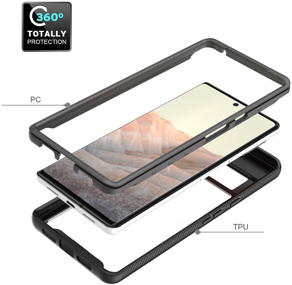 Google Pixel 6 Pro Hoesje Volledig Schokbestendig Cover Zwart afbeelding 4