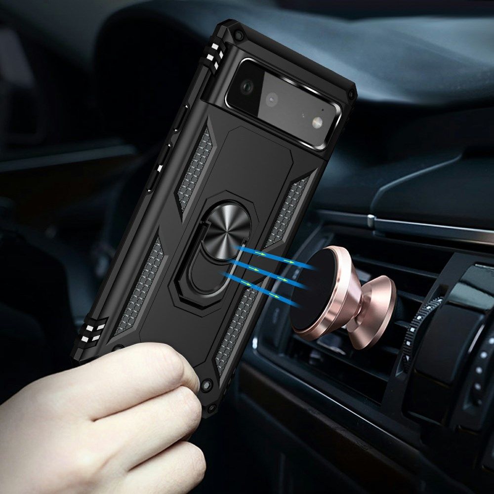 Google Pixel 6 Hoesje Hybride met Kickstand Back Cover Zwart afbeelding 4