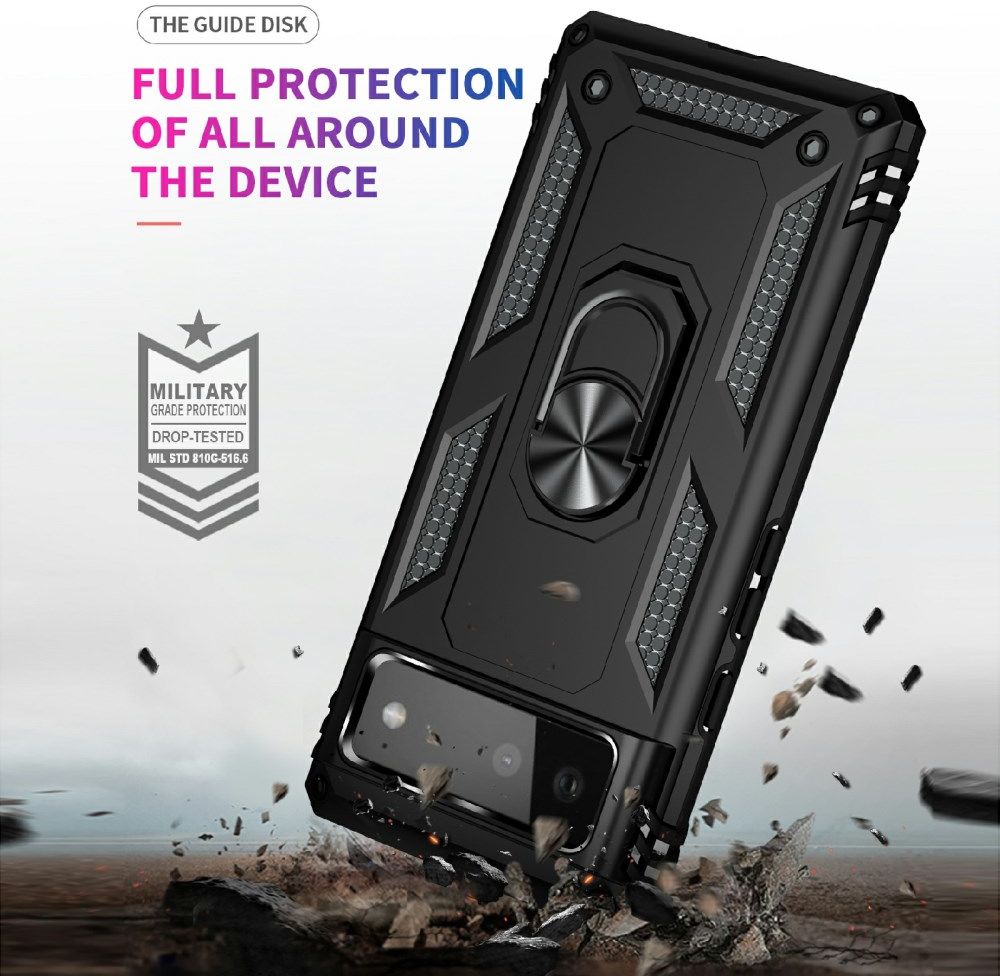 Google Pixel 6 Hoesje Hybride met Kickstand Back Cover Zwart afbeelding 5