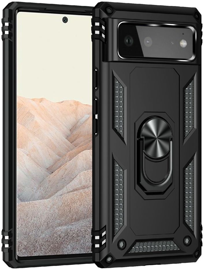 Google Pixel 6 Hoesje Hybride met Kickstand Back Cover Zwart afbeelding 8