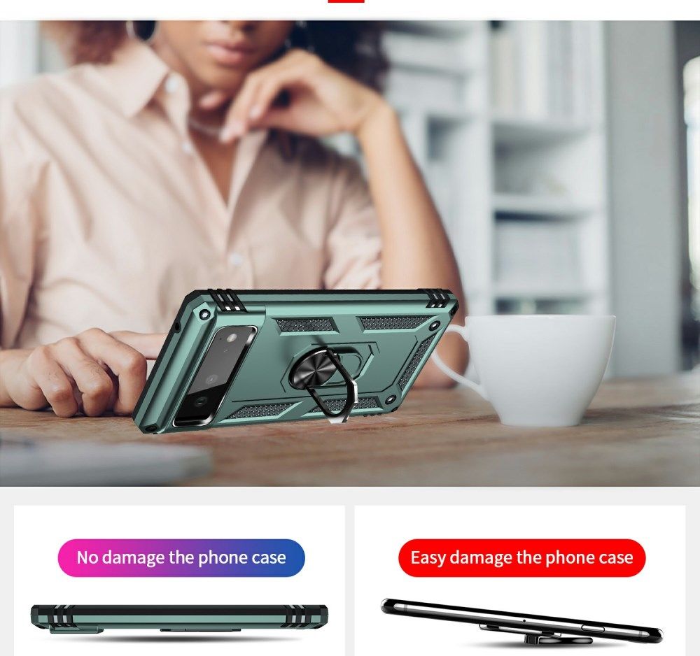 Google Pixel 6 Hoesje Hybride met Kickstand Back Cover Groen afbeelding 2
