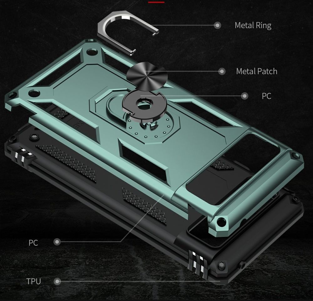 Google Pixel 6 Hoesje Hybride met Kickstand Back Cover Groen afbeelding 3