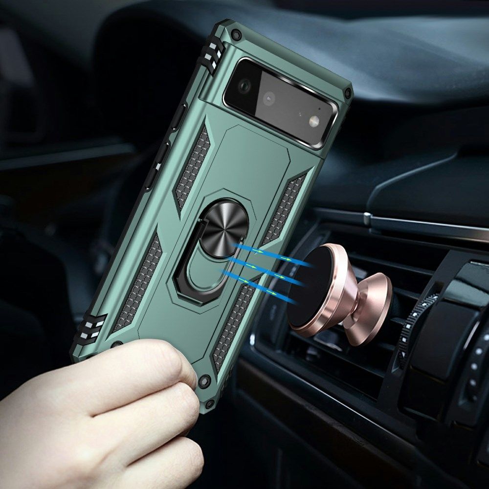 Google Pixel 6 Hoesje Hybride met Kickstand Back Cover Groen afbeelding 4