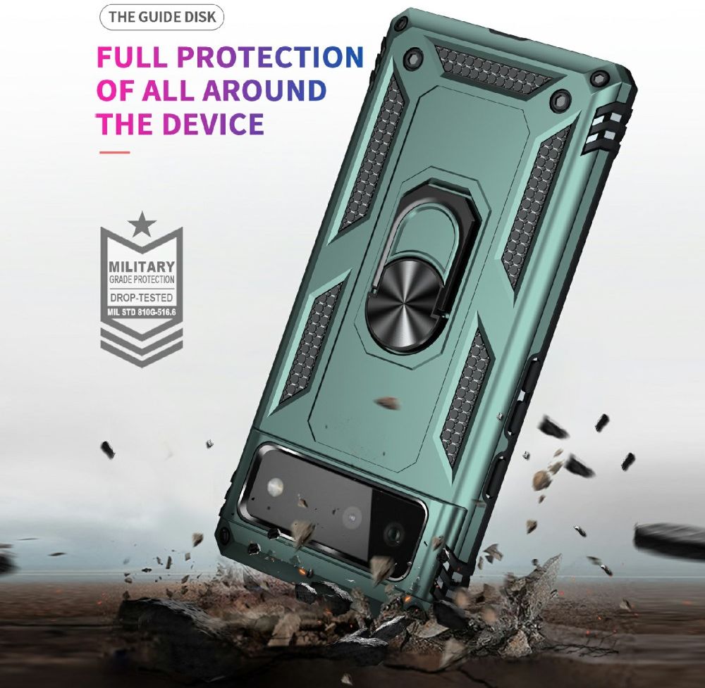 Google Pixel 6 Hoesje Hybride met Kickstand Back Cover Groen afbeelding 5
