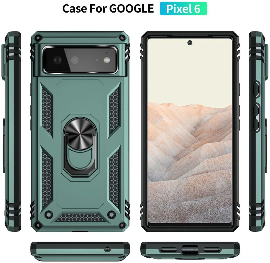 Google Pixel 6 Hoesje Hybride met Kickstand Back Cover Groen afbeelding 7