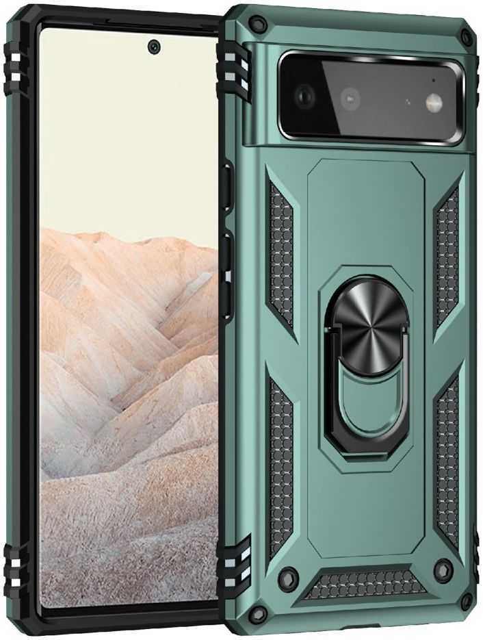 Google Pixel 6 Hoesje Hybride met Kickstand Back Cover Groen afbeelding 8