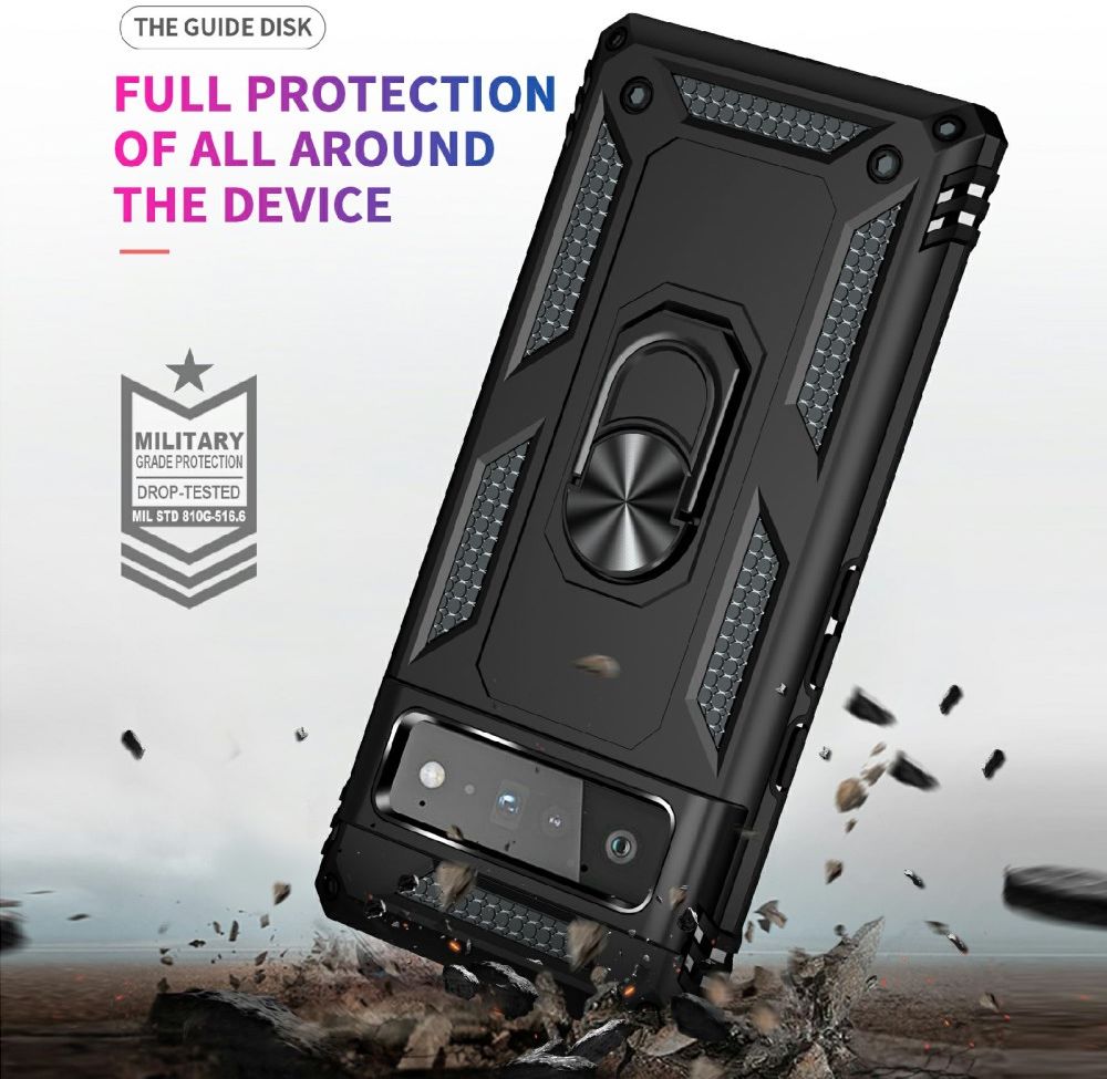 Google Pixel 6 Pro Hoesje Hybride met Kickstand Back Cover Zwart afbeelding 5