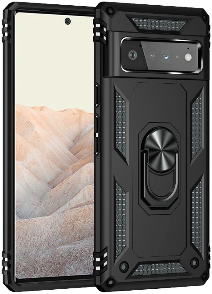 Google Pixel 6 Pro Hoesje Hybride met Kickstand Back Cover Zwart afbeelding 8