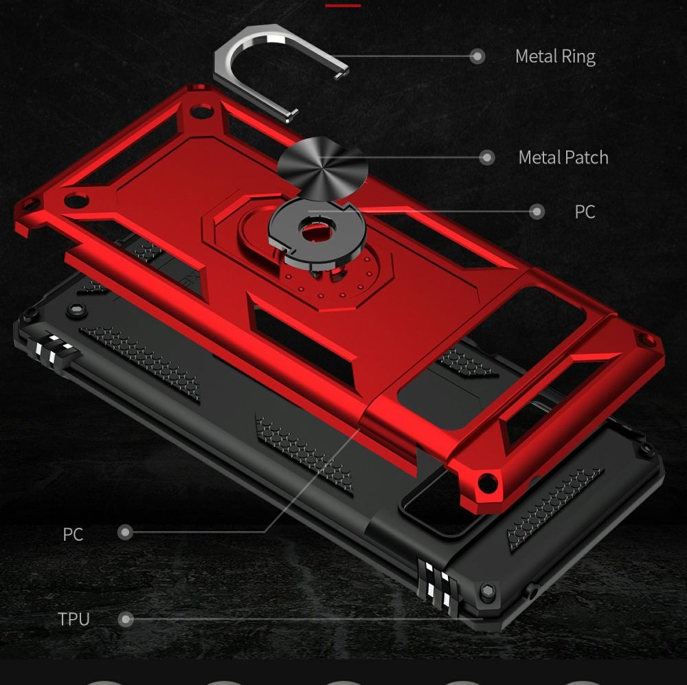 Google Pixel 6 Pro Hoesje Hybride met Kickstand Back Cover Rood afbeelding 3