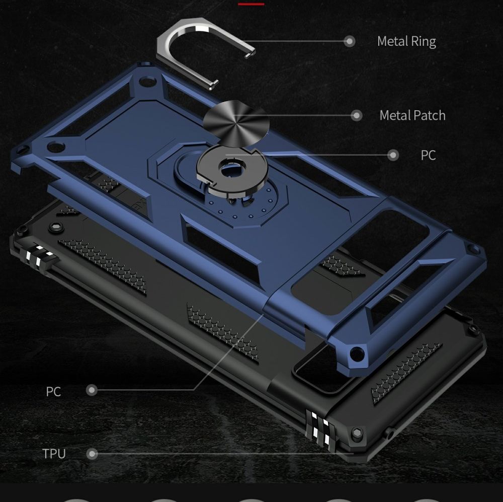 Google Pixel 6 Pro Hoesje Hybride met Kickstand Back Cover Blauw afbeelding 3