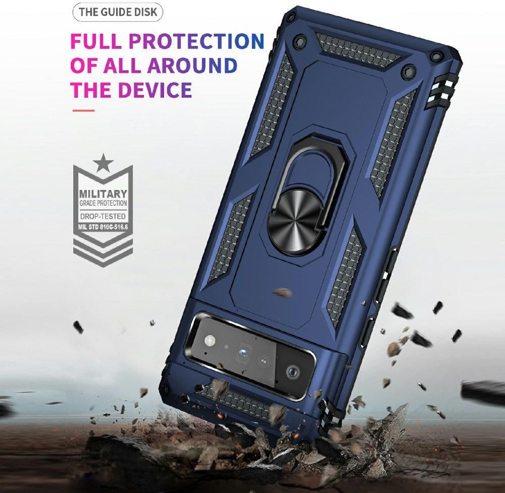 Google Pixel 6 Pro Hoesje Hybride met Kickstand Back Cover Blauw afbeelding 5