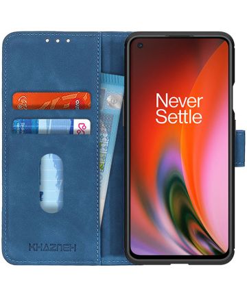 KHAZNEH OnePlus Nord 2 5G Hoesje Retro Wallet Book Case Blauw Hoesjes