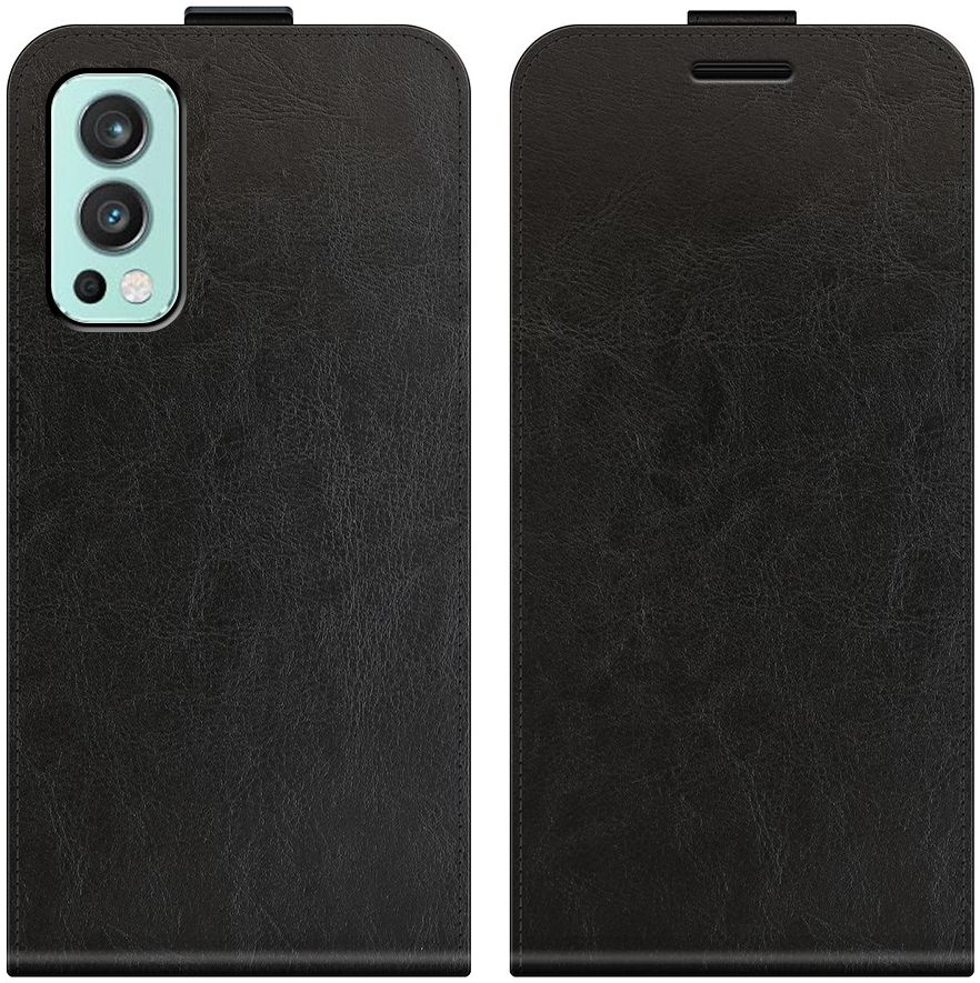 OnePlus Nord 2 5G Hoesje Verticale Flip Wallet Case Kunstleer Zwart afbeelding 6