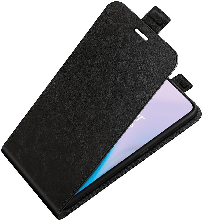 OnePlus Nord 2 5G Hoesje Verticale Flip Wallet Case Kunstleer Zwart afbeelding 2