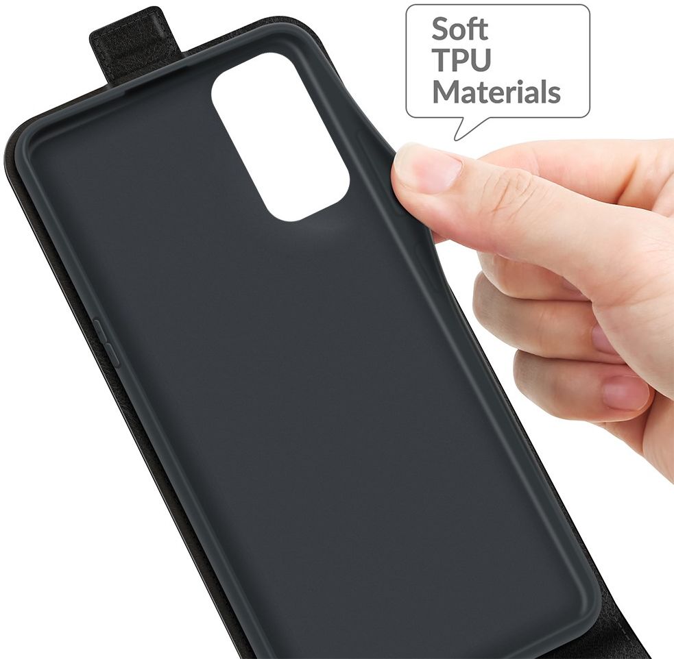 OnePlus Nord 2 5G Hoesje Verticale Flip Wallet Case Kunstleer Zwart afbeelding 5