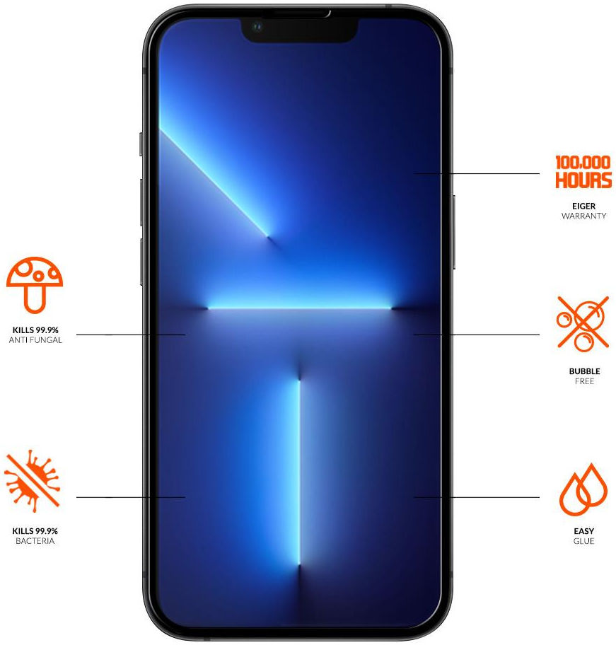 Eiger Ultra iPhone 13 Pro Max Screen Protector Antibacterieel Gebogen afbeelding 3
