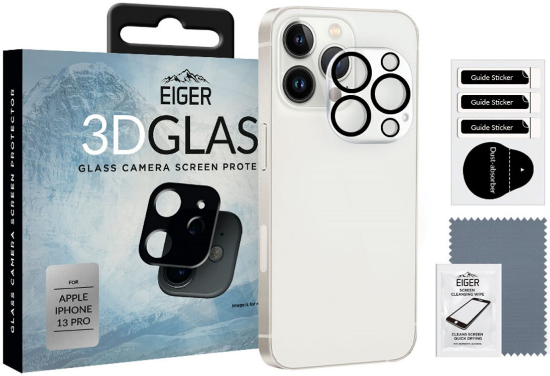 Eiger 3D Tempered Glass Apple iPhone 13 Pro Camera Lens Protector afbeelding 4