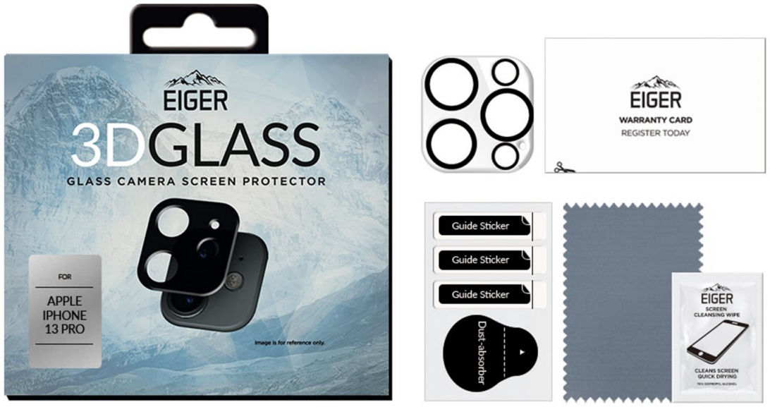 Eiger 3D Tempered Glass Apple iPhone 13 Pro Camera Lens Protector afbeelding 5