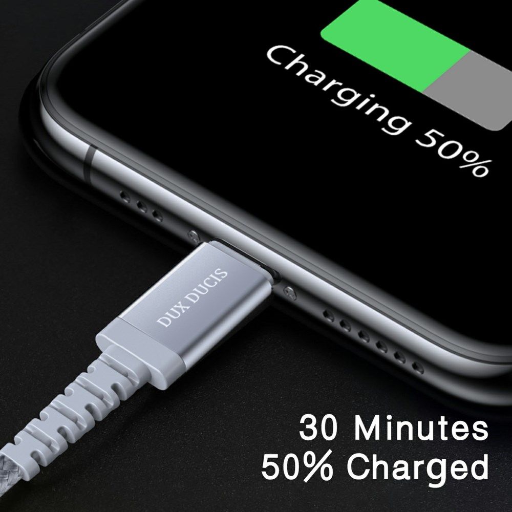 Dux Ducis X2 3A USB-C naar Apple Lightning Kabel 18W MFi 1M Grijs afbeelding 3