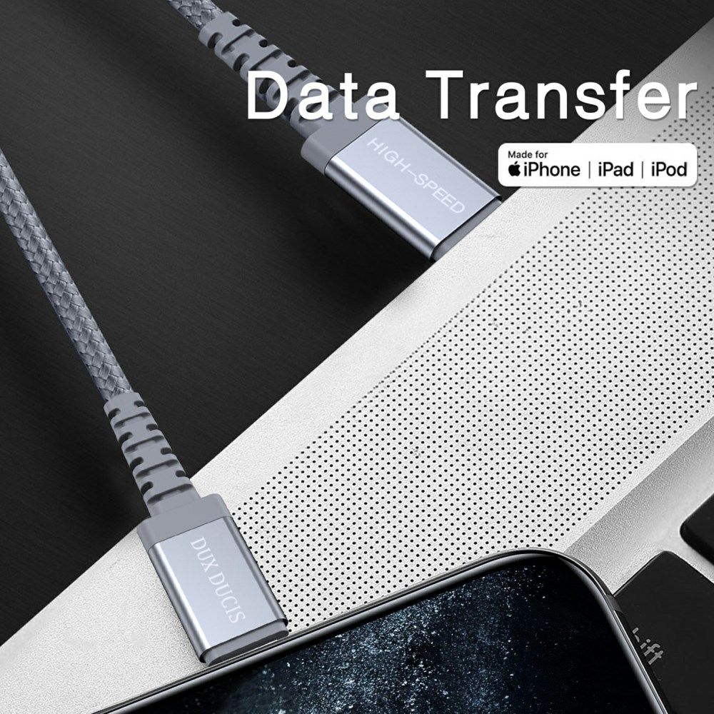 Dux Ducis X2 3A USB-C naar Apple Lightning Kabel 18W MFi 1M Grijs afbeelding 7