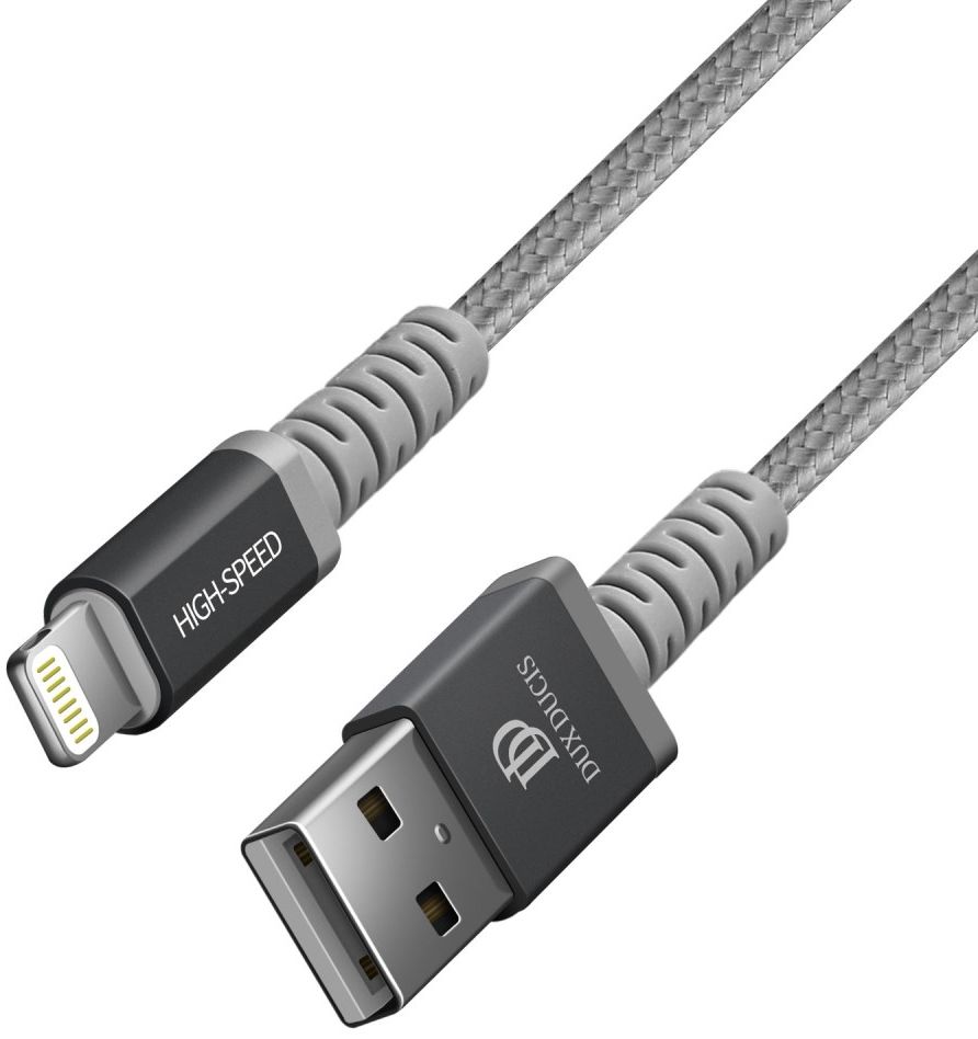 Dux Ducis X1 2.4A USB naar Apple Lightning Kabel MFi 1M Grijs afbeelding 2