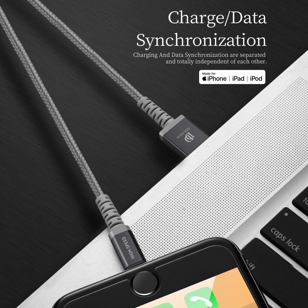 Dux Ducis X1 2.4A USB naar Apple Lightning Kabel MFi 1M Grijs afbeelding 6