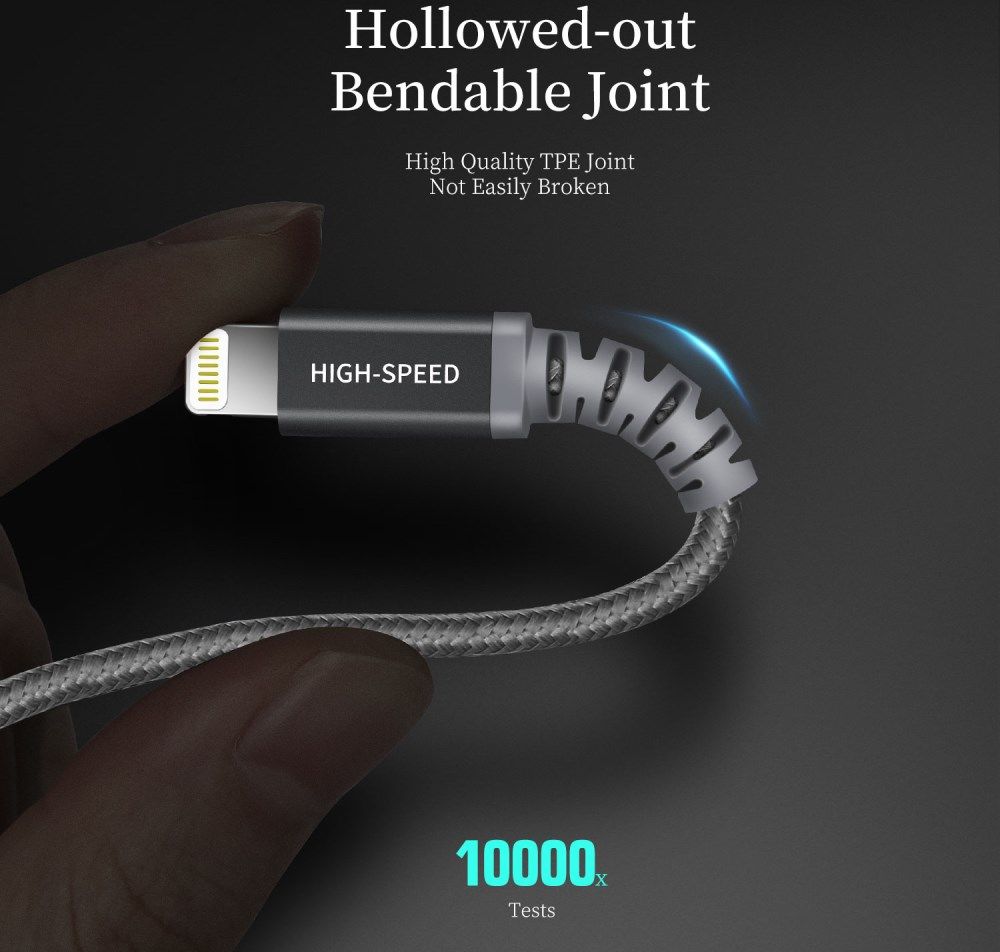 Dux Ducis X1 2.4A USB naar Apple Lightning Kabel MFi 1M Grijs afbeelding 7