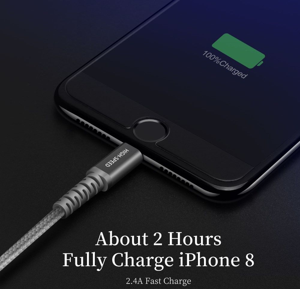 Dux Ducis X1 2.4A USB naar Apple Lightning Kabel MFi 1M Grijs afbeelding 8