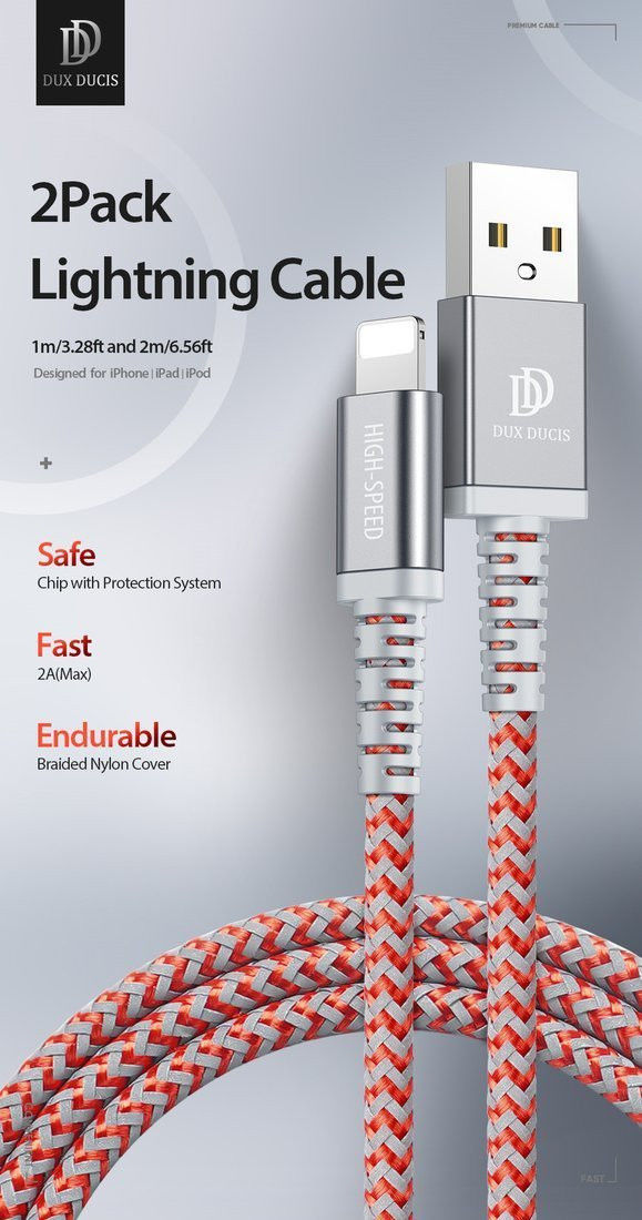 Dux Ducis K-II Pro 2A USB naar Apple Lightning Kabel (2-Pack) 1M+2M afbeelding 11