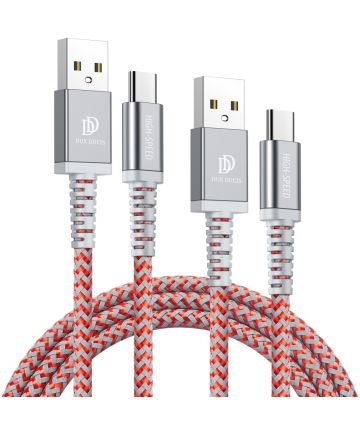 Dux Ducis K-II Pro 2A USB naar USB-C Kabel (2-Pack) 1M+2M Rood Kabels