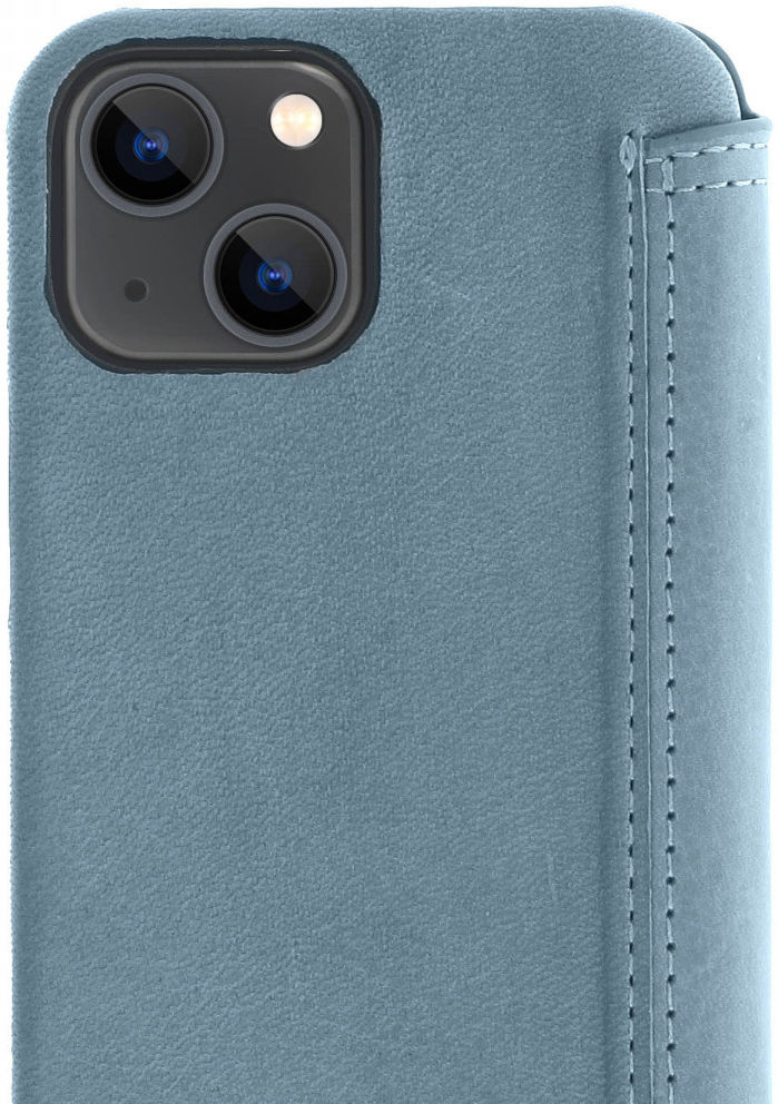 Minim Apple iPhone 13 Mini Hoesje Echt Leer Book Case Blauw afbeelding 5