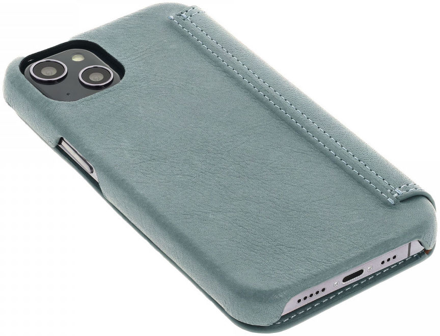 Minim Apple iPhone 13 Mini Hoesje Echt Leer Book Case Blauw afbeelding 2