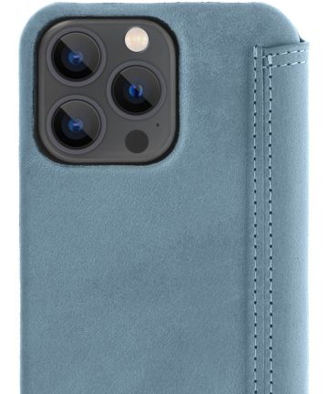 Minim Apple iPhone 13 Pro Hoesje Echt Leer Book Case Blauw Hoesjes