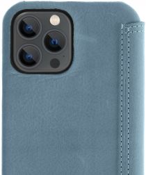 Minim Apple iPhone 13 Pro Max Hoesje Echt Leer Book Case Blauw