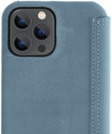 Minim Apple iPhone 13 Pro Max Hoesje Echt Leer Book Case Blauw Hoesjes