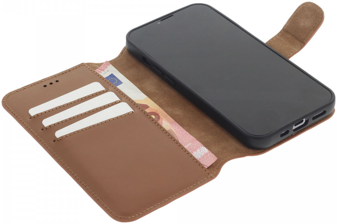 Minim 2-in-1 iPhone 13 Pro Hoesje Book Case en Back Cover Bruin afbeelding 2