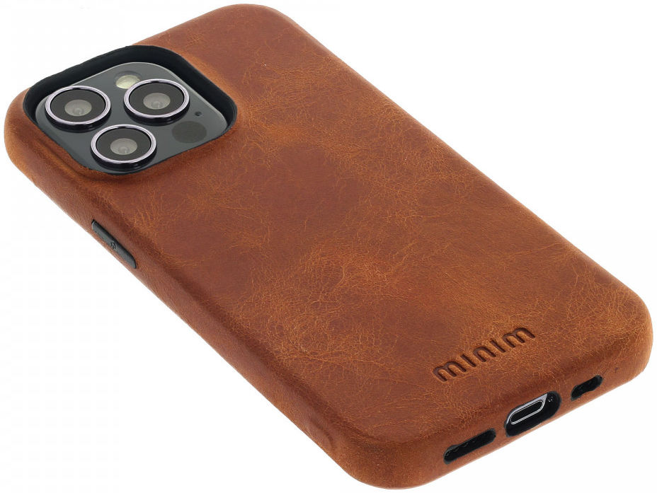 Minim Apple iPhone 13 Pro Hoesje Back Cover Hoesje Cognac afbeelding 2