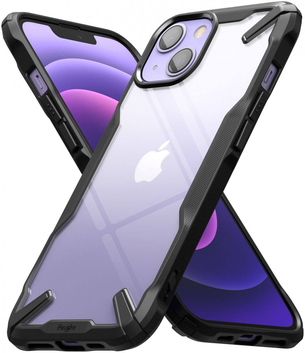 Ringke Fusion X Apple iPhone 13 Hoesje Back Cover Transparant Zwart afbeelding 2