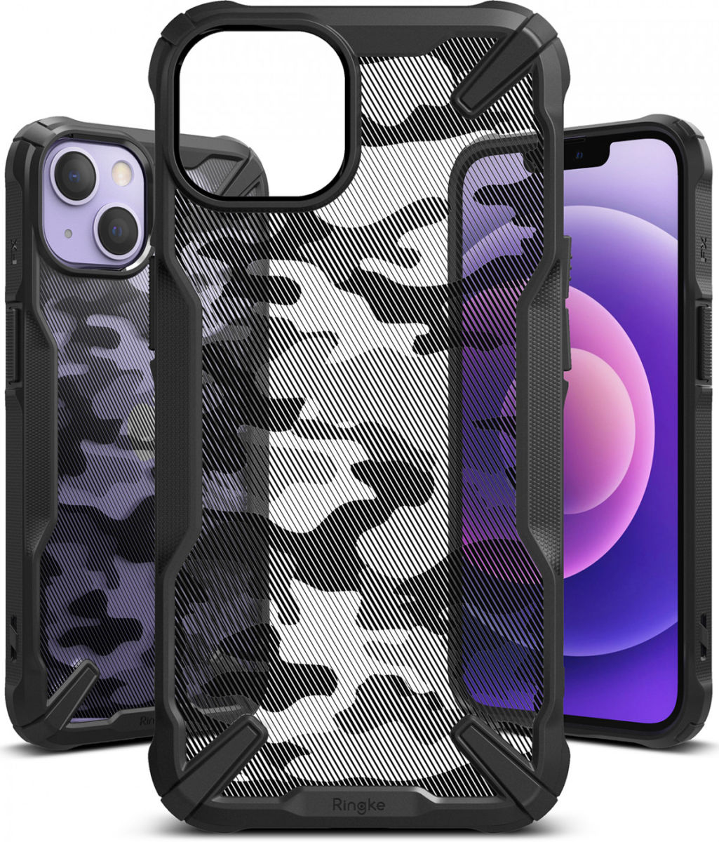 Ringke Fusion X Apple iPhone 13 Hoesje Back Cover Camo Zwart afbeelding 4