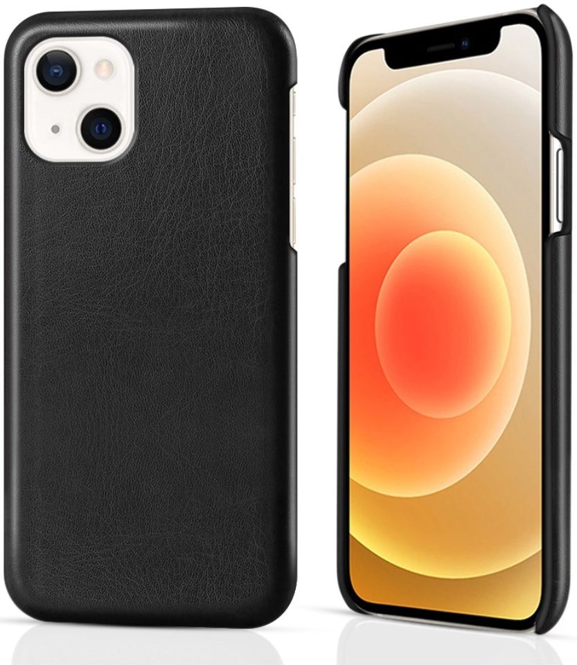 Apple iPhone 13 Mini Hoesje Back Cover Lederen Coating Zwart afbeelding 5
