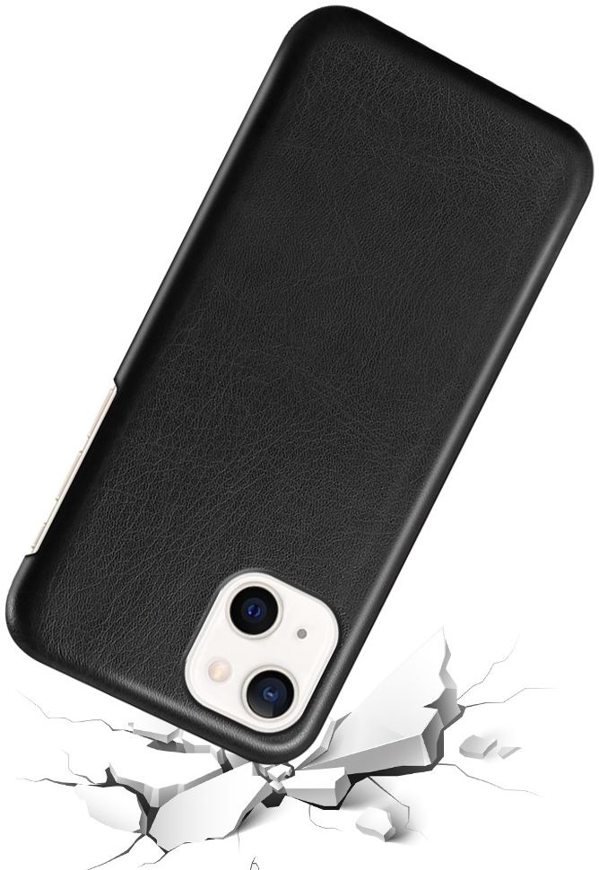 Apple iPhone 13 Mini Hoesje Back Cover Lederen Coating Zwart afbeelding 2