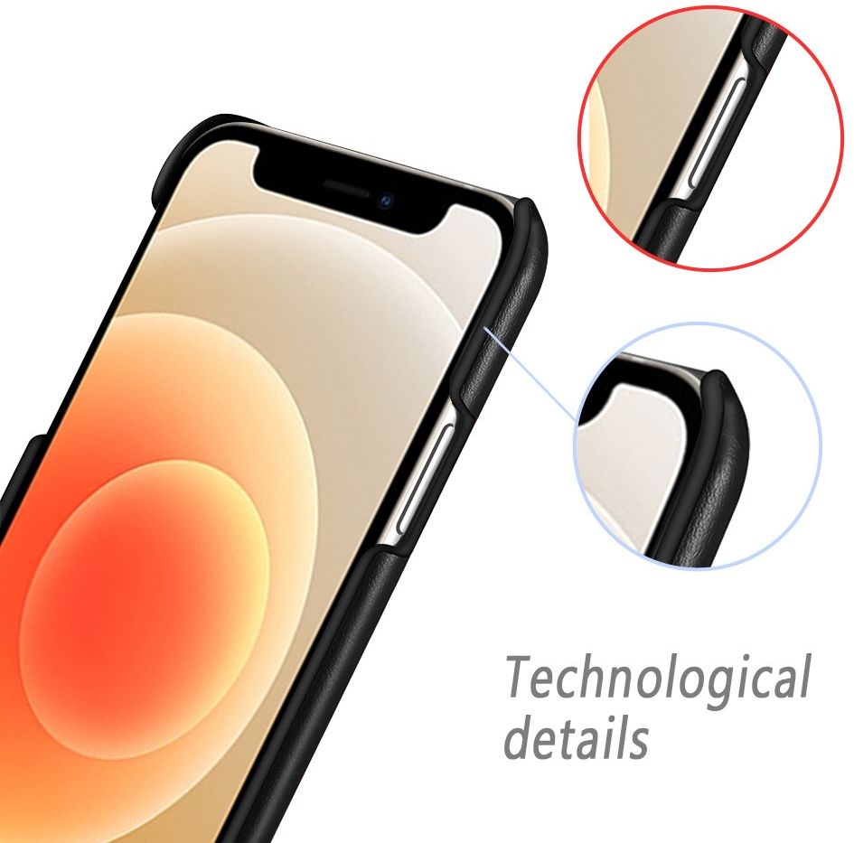 Apple iPhone 13 Mini Hoesje Back Cover Lederen Coating Zwart afbeelding 4