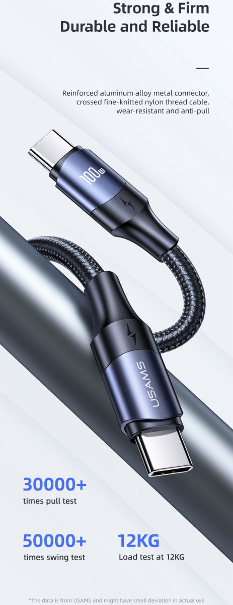 Fast Charge 100W PD USB-C Snellaad Kabel 5A Gevlochten Nylon 1,2 M afbeelding 10