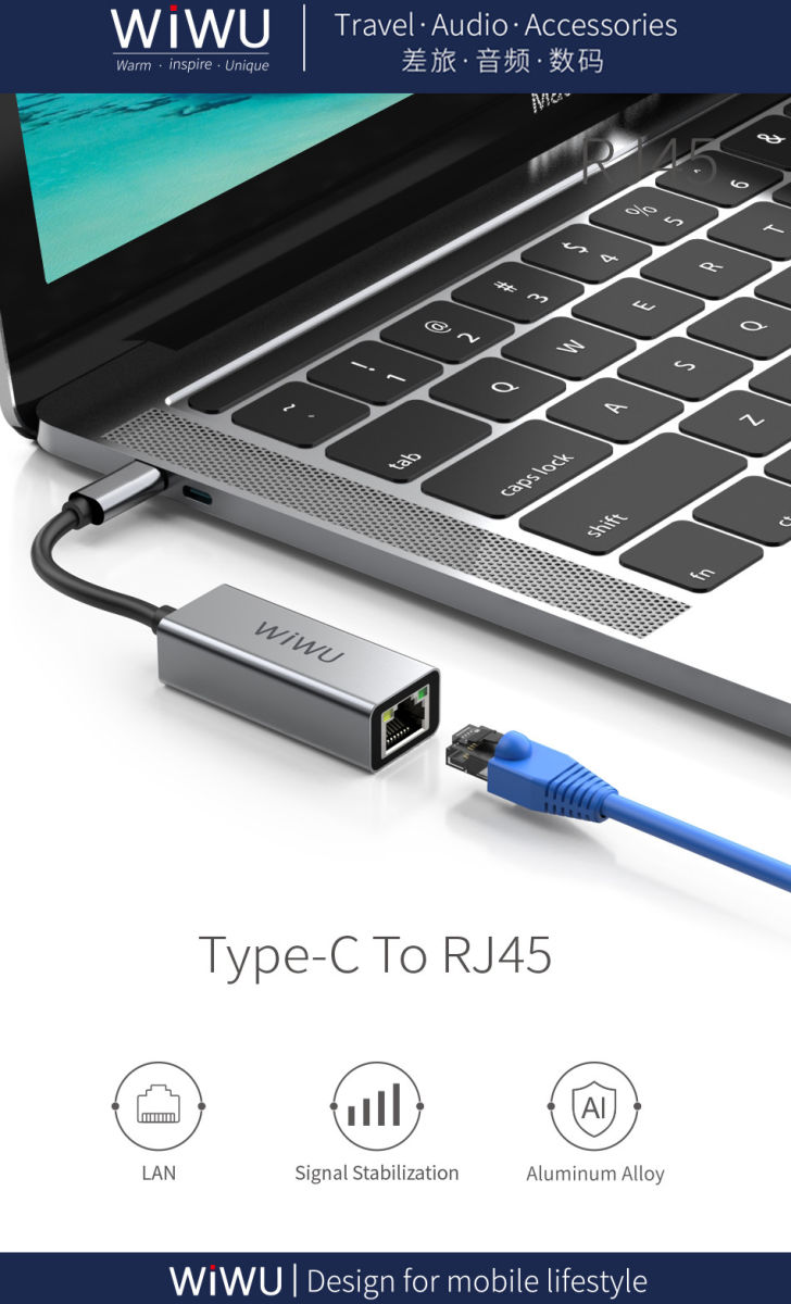 Universele USB-C Naar Ethernet Adapter Grijs afbeelding 2
