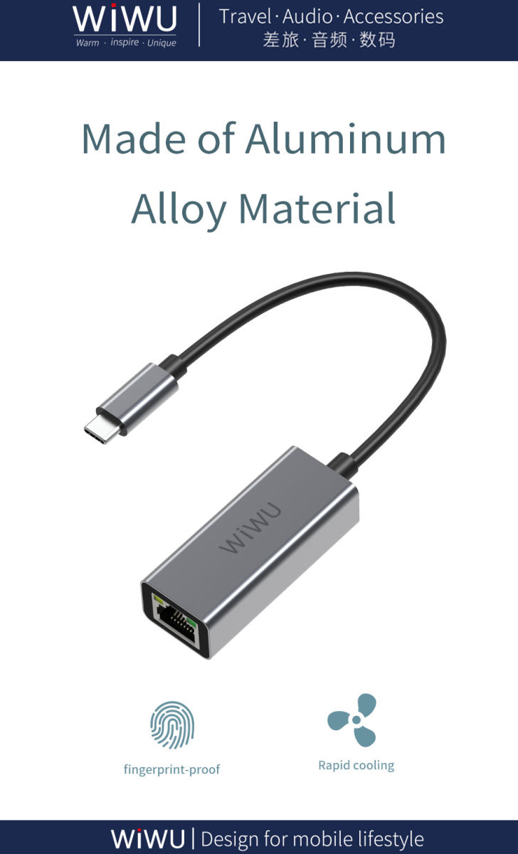 Universele USB-C Naar Ethernet Adapter Grijs afbeelding 3
