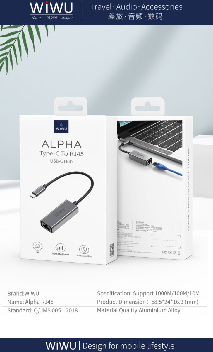 Universele USB-C Naar Ethernet Adapter Grijs afbeelding 4