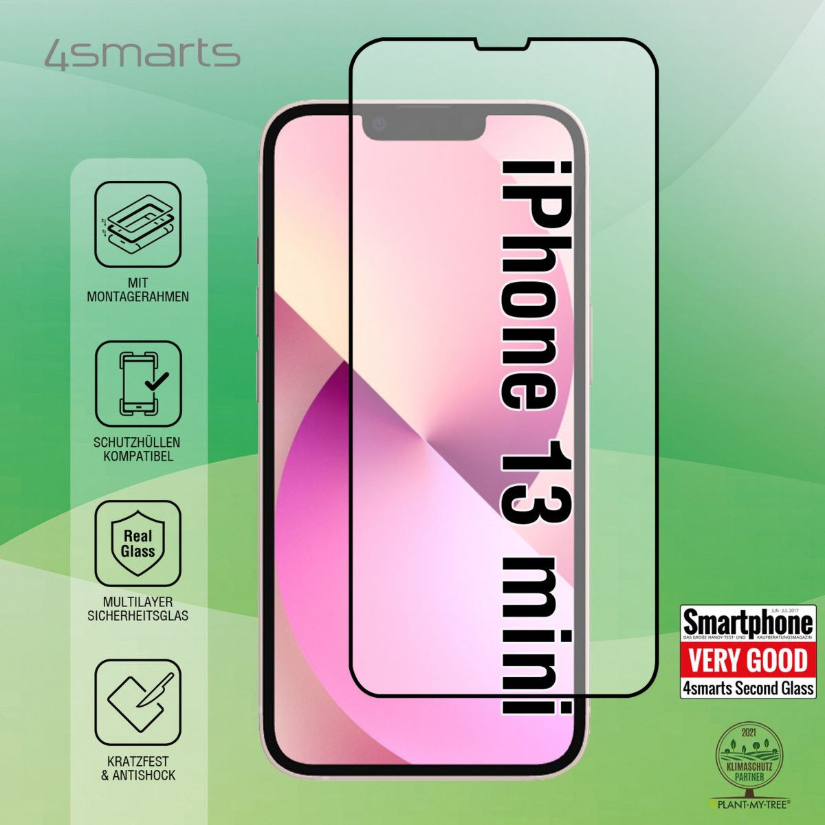 4smarts iPhone 13 Mini Screen Protector Full Cover met Montageframe afbeelding 2