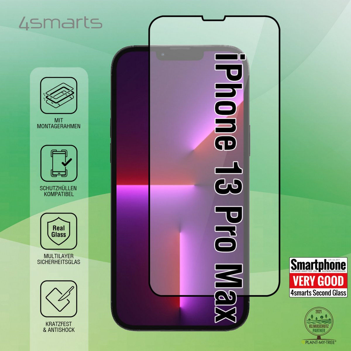 4smarts iPhone 13 Pro Max Screen Protector Full Cover met Montageframe afbeelding 2