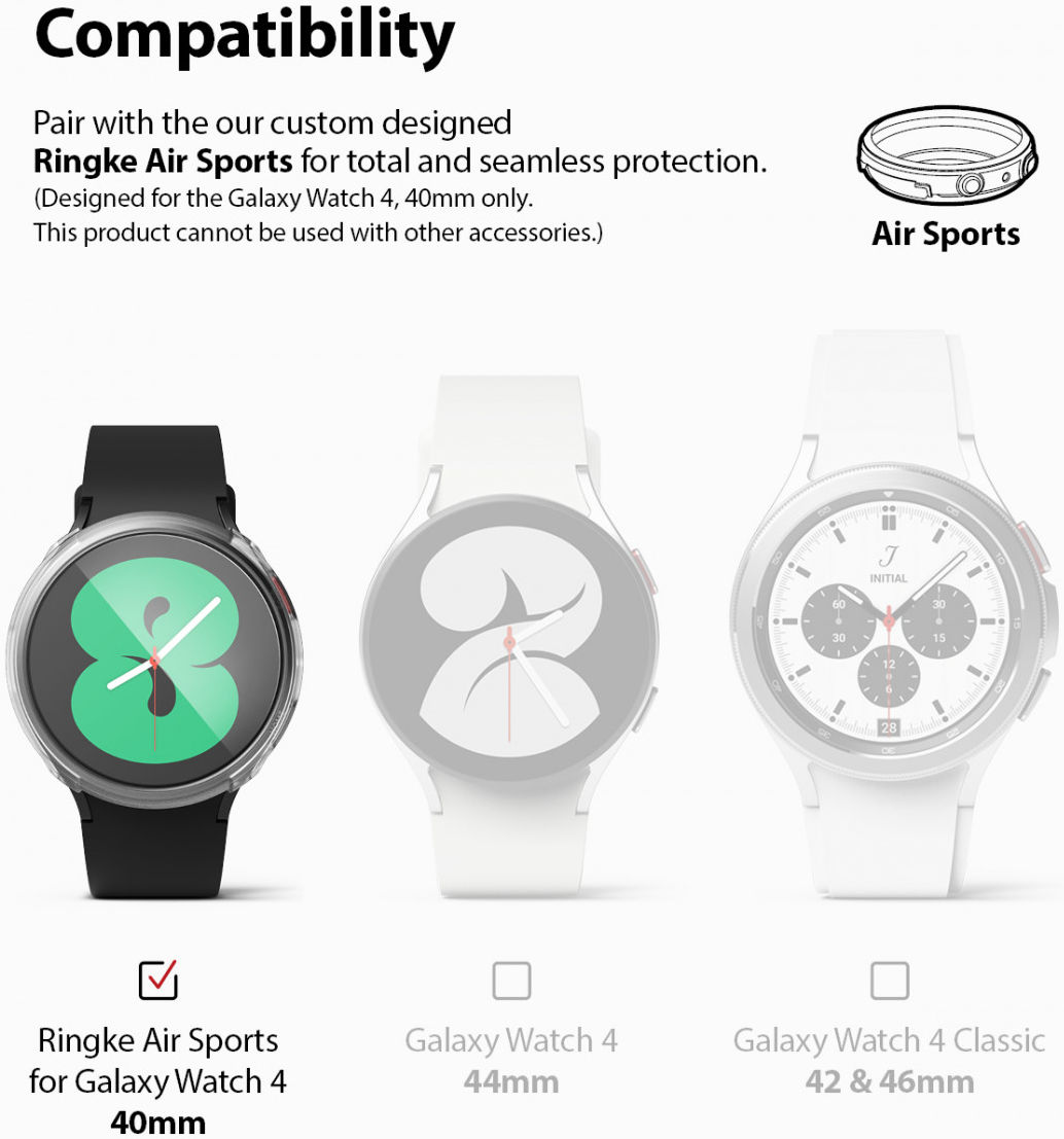 Ringke Air Sports Samsung Galaxy Watch 4 40MM Screen Protector 4-Pack afbeelding 11