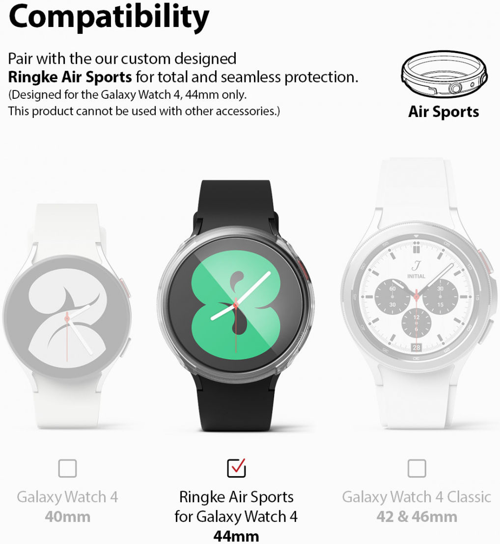 Ringke Air Sports Samsung Galaxy Watch 4 44MM Screen Protector 4-Pack afbeelding 11